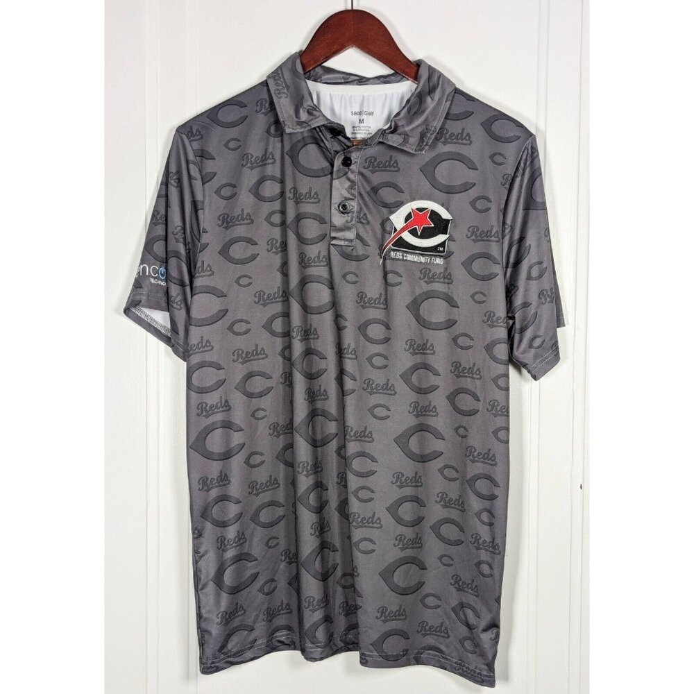 Cincinnati Reds Polo Shirt Mens Medium Community Fund 1803 Golf All Over Print